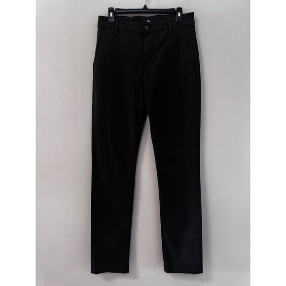 7 for all mankind LUXE PERFORMANCE  TAPERED CHINO IN BLACK flat front size 30 - Picture 2 of 5